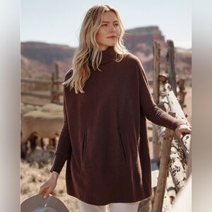 Garnet Hill Oversized Turtleneck Sweater - Cashmere & Wool - Medium